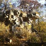 The Temple of Love is perched above an elaborate waterfall, coursing below it in various waterfalls and ponds.